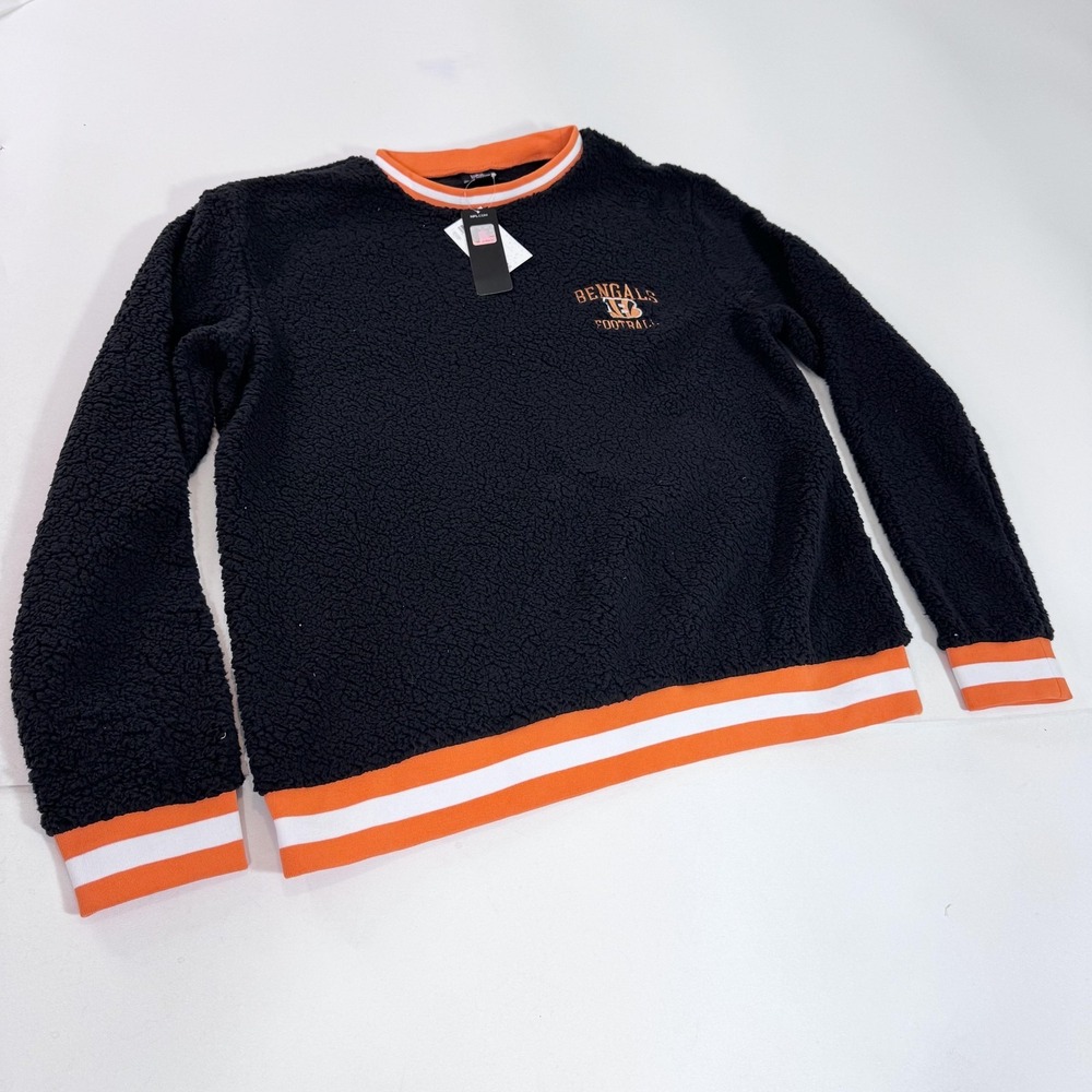 Cincinnati Bengals Sweatshirt Womens XL Gray Football NFL Team Apparel Sherpa‎